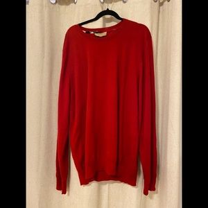 100% Cashmere Red Burberry Mens Sweater